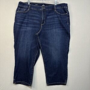 St John's Bay Denim Capris 24W Blue Casual Pockets Stretchy Comfort